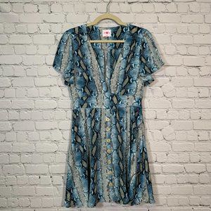 Buddy Love Blue Snakeskin Dress Medium